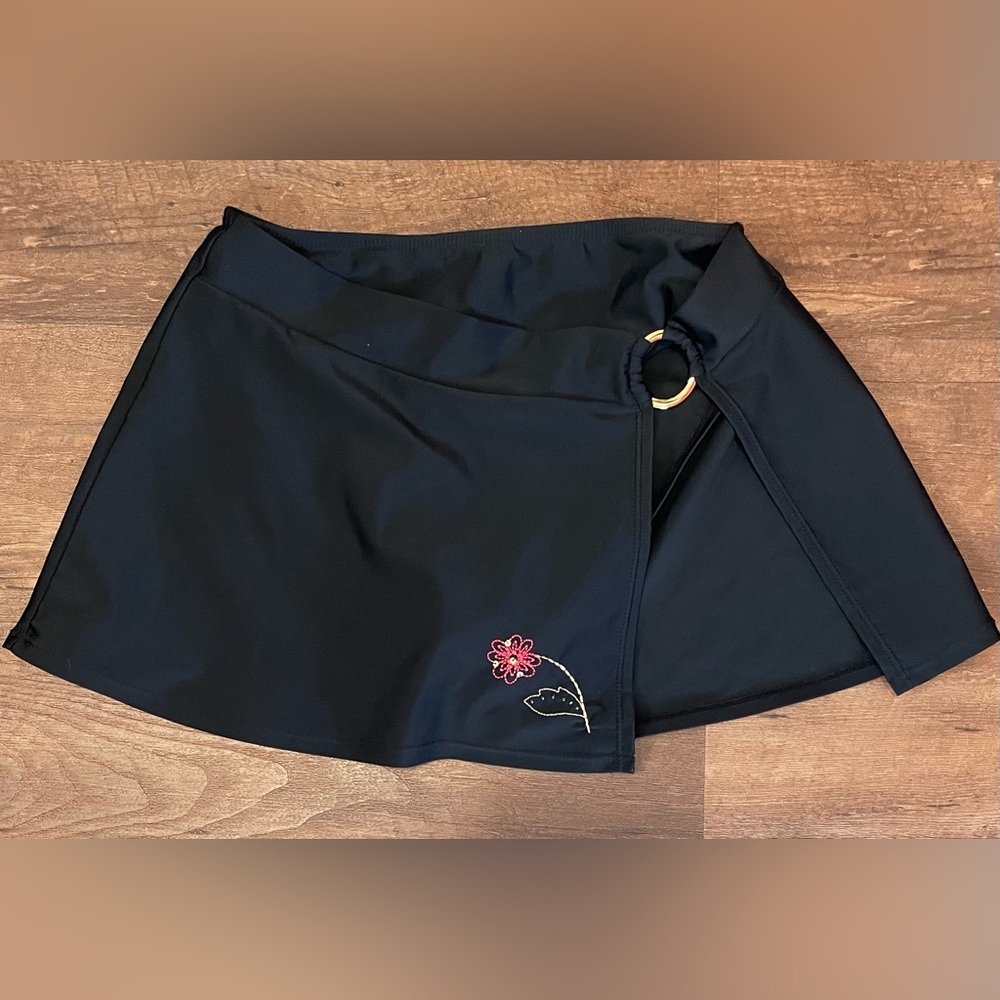 Liquid Blue Skort skirt bikini swim bottoms black vintage y2k